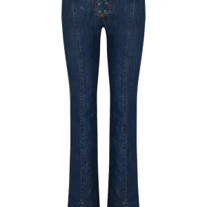 Women’s High-Waist Lace-Up Flared Jeans | Vintage Slim Fit Stretch Denim Pants