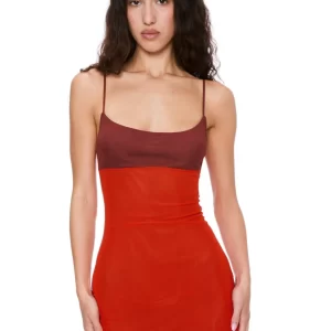 Colorblock Spaghetti Strap Maxi Dress｜Slim Fit High-Waist Design with Side Slit｜Elegant Vacation & Evening Dress