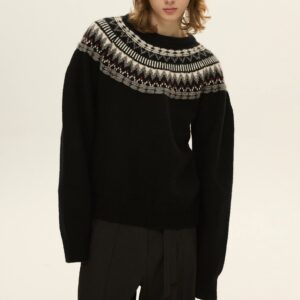 Women’s Nordic Pattern Knit Sweater | Crew Neck | Relaxed Fit | Vintage Casual Style | Fall Winter Essential