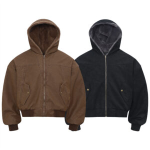 Men’s Reversible Thick Hooded Jacket Winter Warm Fleece Lined Zip-Up Outerwear
