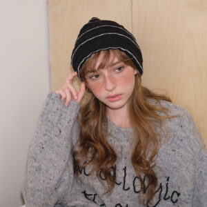 Striped Knit Beanie with Rolled Edge | Minimal Winter Essential