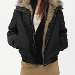 Women’s Hooded Padded Jacket | Short Length | Faux Fur Lining & Collar | Zip-Up Design | Warm Casual Outerwear