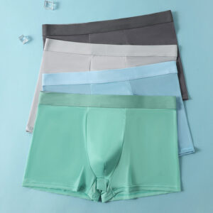 Men’s Ice Silk Boxer Briefs｜Breathable Cooling Underwear｜Stretchy Mid-Length Fit｜Multiple Colors