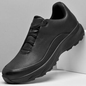 Men’s Black Lace-Up Casual Sneakers | Thick Sole Non-Slip Shoes | Comfortable Work & Walking Shoes Size 39–45