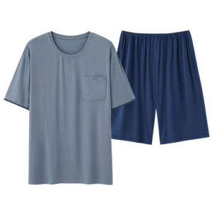 Men’s Summer Pajama Set｜Short Sleeve T-Shirt & Elastic Shorts｜Soft Lounge Wear