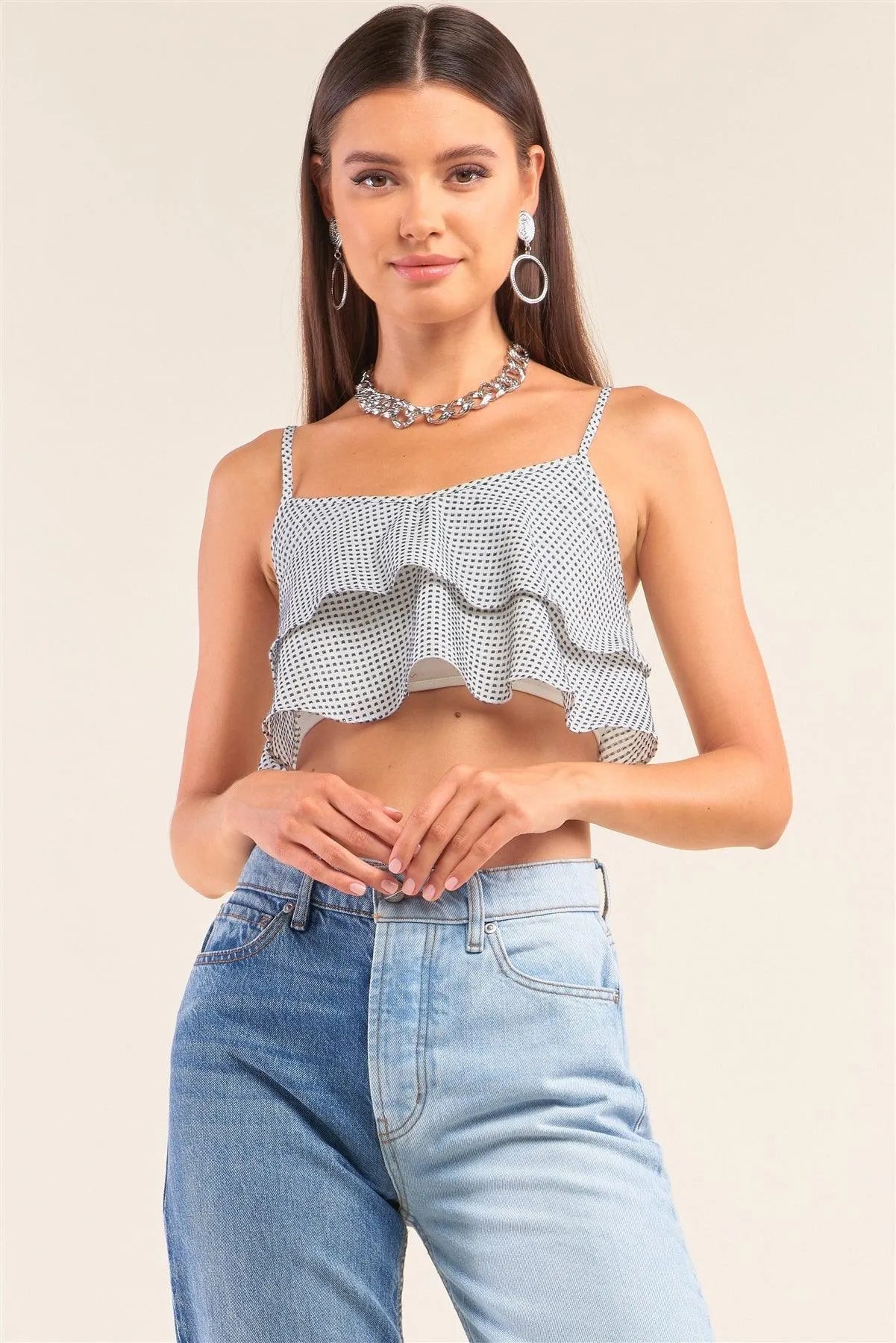 at34641-white-navy-5-white-and-navy-sleeveless-polka-square-layered-smock-back-cropped-top-3-2-tasha-apparel-wholesale-1