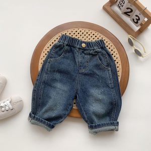 AUTO-DRAFT (Copy)Kids Denim Pants – Casual Elastic Waist Jeans for Boys & Girls, Spring Autumn Trousers