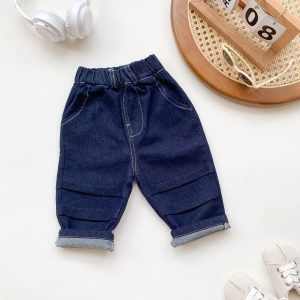 Kids Denim Pants – Elastic Waist Casual Jeans, Classic Straight-Leg Pants for Boys & Girls