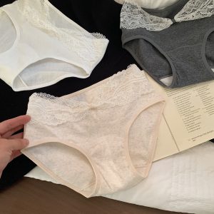 Women’s Lace Trim Briefs Set | Mid-Rise Soft Cotton Panties | Breathable Underwear S–XXL
