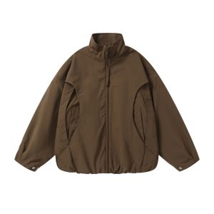 Men’s Minimalist Stand Collar Jacket – Relaxed Fit Zip-Up Jacket for Fall & Winter