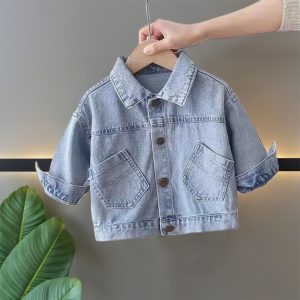 Kids Denim Jacket with Cartoon Back Print – Casual Jean Jacket for Boys & Girls, Spring Autumn Outerwear