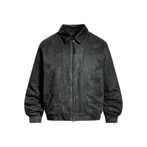 Men’s Vintage Washed Zip-Up Jacket – Stand Collar Casual Outerwear (S–XXL)