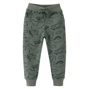 Kids Dinosaur Sweatpants – Cartoon Print Jogger Pants, Elastic Waist Casual Pants for Boys