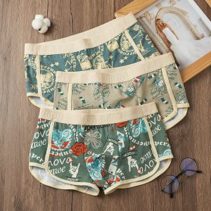 Men’s Cotton Boxer Briefs 3-Pack | Breathable Stretch Underwear | Printed Comfortable Men’s Underwear Set